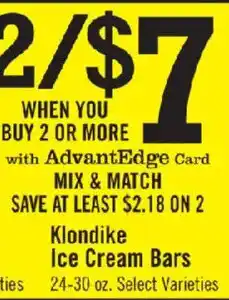 Price Chopper Klondike Ice Cream Bars offer