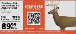Rural King Field Logic big shooter buck 3-d archery target offer
