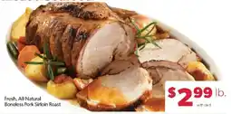 Family Fare Fresh, All-Natural Boneless Pork Sirloin Roast offer