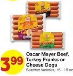 United Supermarkets Oscar Mayer Beef, Turkey Franks or Cheese Dogs offer