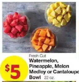 United Supermarkets Fresh Cut Watermelon, Pineapple, Melon Medley or Cantaloupe Bowl offer