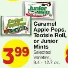 United Supermarkets Caramel Apple Pops, Tootsie Roll, or Junior Mints offer
