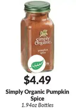 Woodman's Simply Organic Pumpkin Spice offer