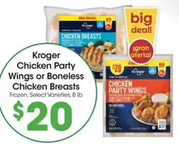 Food 4 Less Kroger chicken party wings or boneless chicken breasts offer