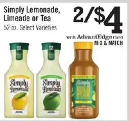 Price Chopper Simply Lemonade, Limeade or Tea offer