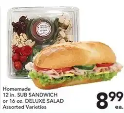 Pete's Fresh Market Homemade sub sandwich or deluxe salad offer