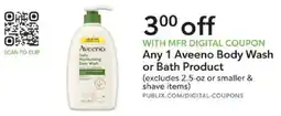 Publix Aveeno daily moisturizing body wash or bath product offer