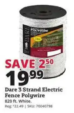 Rural King Dare 3 Strand Electric Fence Polywire offer