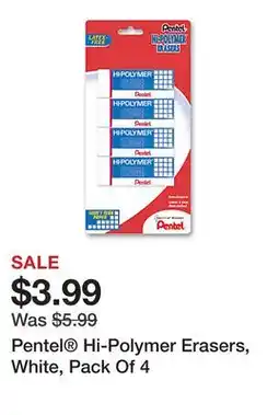 Office Depot Pentel Hi-Polymer Erasers, White, Pack Of 4 offer