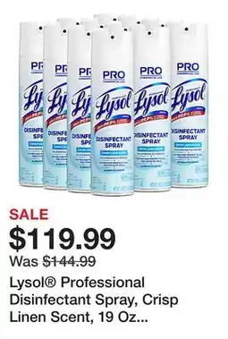 Office Depot Lysol Professional Disinfectant Spray, Crisp Linen Scent, 19 Oz Bottle, Case Of 12 offer
