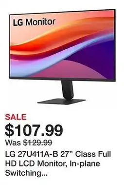 Office Depot LG 27U411A-B 27 Class Full HD LCD Monitor, In-plane Switching (IPS) Technology, 1920 x 1080, Black offer