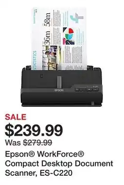 Office Depot Epson WorkForce Compact Desktop Document Scanner, ES-C220 offer