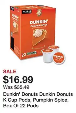 Office Depot Dunkin' Donuts Dunkin Donuts K Cup Pods, Pumpkin Spice, Box Of 22 Pods offer