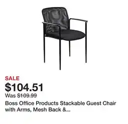 Office Depot Boss Office Products Stackable Guest Chair with Arms, Mesh Back & Fabric Seat, Black offer