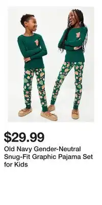 Old Navy Old Navy Gender-Neutral Snug-Fit Graphic Pajama Set for Kids offer