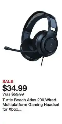 Game Stop Turtle Beach Atlas 200 Wired Multiplatform Gaming Headset for Xbox, PlayStation, PC - Black offer