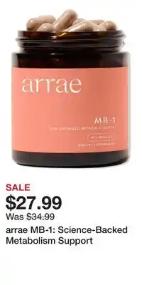 Ulta Beauty arrae MB-1: Science-Backed Metabolism Support offer