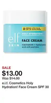 Ulta Beauty e.l.f. Cosmetics Holy Hydration! Face Cream SPF 30 offer