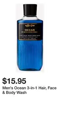 Bath & Body Works Men's Ocean 3-in-1 Hair, Face & Body Wash offer
