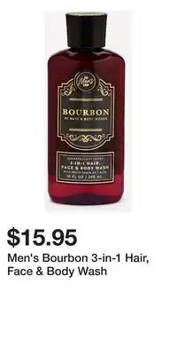 Bath & Body Works Men's Bourbon 3-in-1 Hair, Face & Body Wash offer