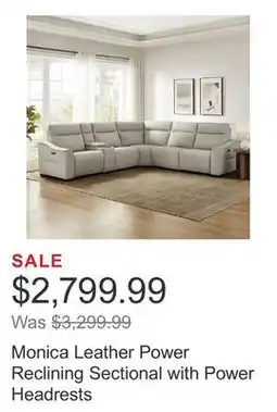 Costco Monica Leather Power Reclining Sectional with Power Headrests offer