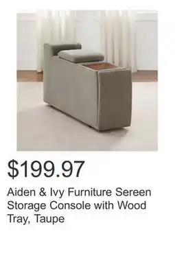 Costco Aiden & Ivy Furniture Sereen Storage Console with Wood Tray, Taupe offer