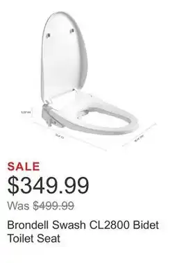 Costco Brondell Swash CL2800 Bidet Toilet Seat offer