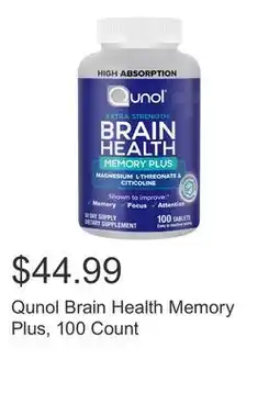 Costco Qunol Brain Health Memory Plus, 100 Count offer
