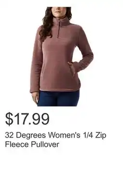 Costco 32 Degrees Women's 1/4 Zip Fleece Pullover offer