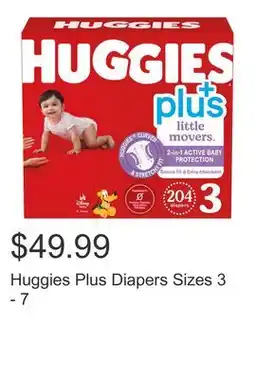 Costco Huggies Plus Diapers Sizes 3 - 7 offer