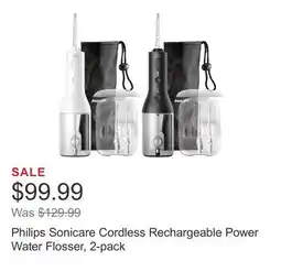 Costco Philips Sonicare Cordless Rechargeable Power Water Flosser, 2-pack offer
