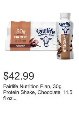 Costco Fairlife Nutrition Plan, 30g Protein Shake, Chocolate, 11.5 fl oz, 18-pack offer