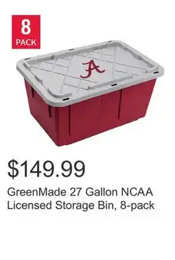 Costco GreenMade 27 Gallon NCAA Licensed Storage Bin, 8-pack offer