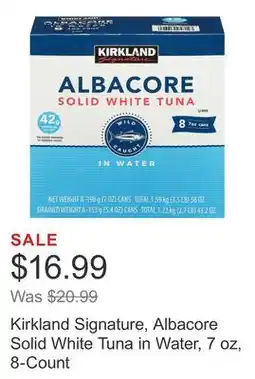 Costco Kirkland Signature, Albacore Solid White Tuna in Water, 7 oz, 8-Count offer