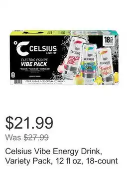 Costco Celsius Vibe Energy Drink, Variety Pack, 12 fl oz, 18-count offer