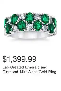 Costco Lab Created Emerald and Diamond 14kt White Gold Ring offer