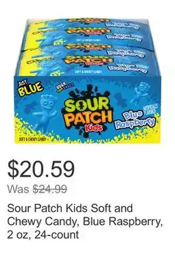 Costco Sour Patch Kids Soft and Chewy Candy, Blue Raspberry, 2 oz, 24-count offer