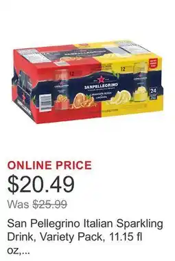 Costco San Pellegrino Italian Sparkling Drink, Variety Pack, 11.15 fl oz, 24-count offer