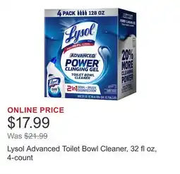 Costco Lysol Advanced Toilet Bowl Cleaner, 32 fl oz, 4-count offer