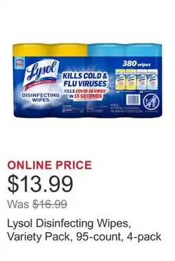 Costco Lysol Disinfecting Wipes, Variety Pack, 95-count, 4-pack offer