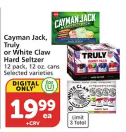 Vons Cayman Jack, Truly or White Claw Hard Seltzer offer