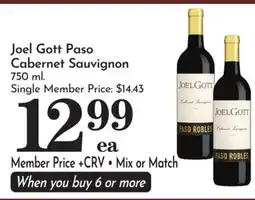 Pavilions Joel Gott Paso Cabernet Sauvignon offer