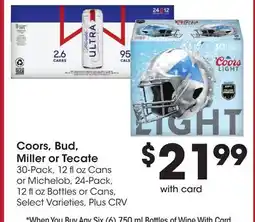 Ralphs Coors, Bud, Miller or Tecate offer
