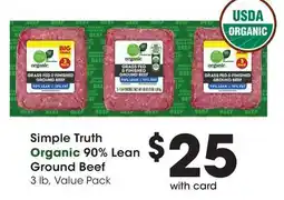 Ralphs Simple Truth Organic 90% Lean Ground Beef offer