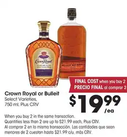 Food 4 Less Crown Royal or Bulleit offer