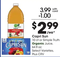 Ralphs Capri Sun Organic Juice offer
