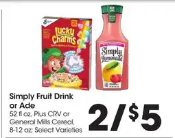 Food 4 Less Simply Fruit Drink or Ade offer