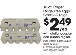 Food 4 Less 18 ct Kroger Cage Free Eggs offer