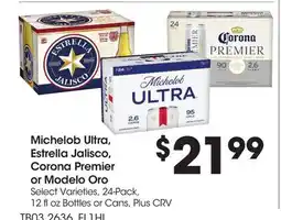 Food 4 Less Michelob Ultra, Estrella Jalisco, Corona Premier or Modelo Oro offer
