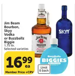 Albertsons Jim Beam Bourbon, Skyy Vodka or Buzzballz Biggie offer